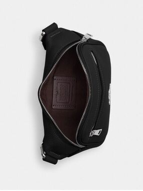 Coach Elias Black Leather Belt Bag/Crossbody with Silver Hardware CR190